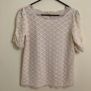 joie crochet with lace short sleeve top Sz S. P22